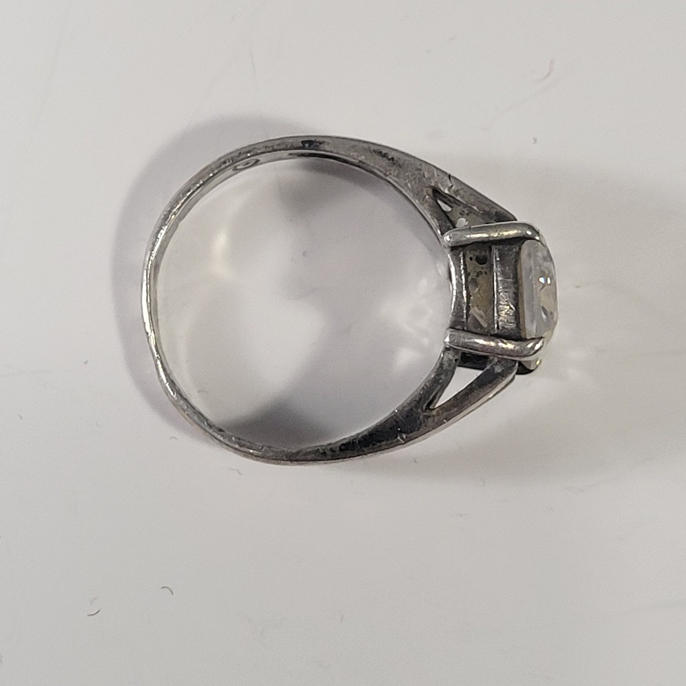 Vintage 925 Sterling Silver Ring Clear Glass Stone Size 8.5 - 4.8g‎ - Picture 5 of 9